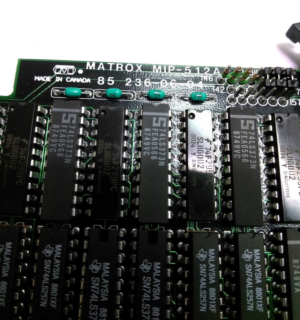 Used Matrox MIP-512-M-10 I/O Card, 43 & 30 Finger 50 Pin 2x 10 Pin Connectors