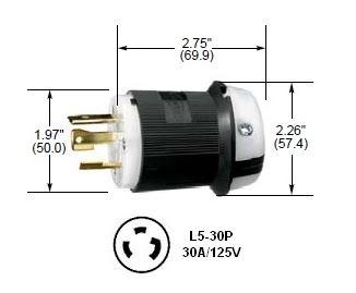 Used Lot of 2 Hubbell HBL2611 Turn Twist-Lock Plugs 2P 3W 30A 125V 1Ø UL NEMA L5-30P