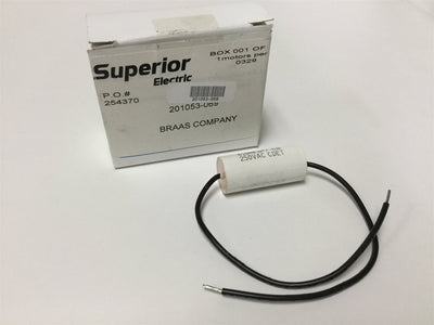 New Superior Electric 201053-069 Capacitor, Voltage: 250VAC, 6.0 MFD +/- 6%