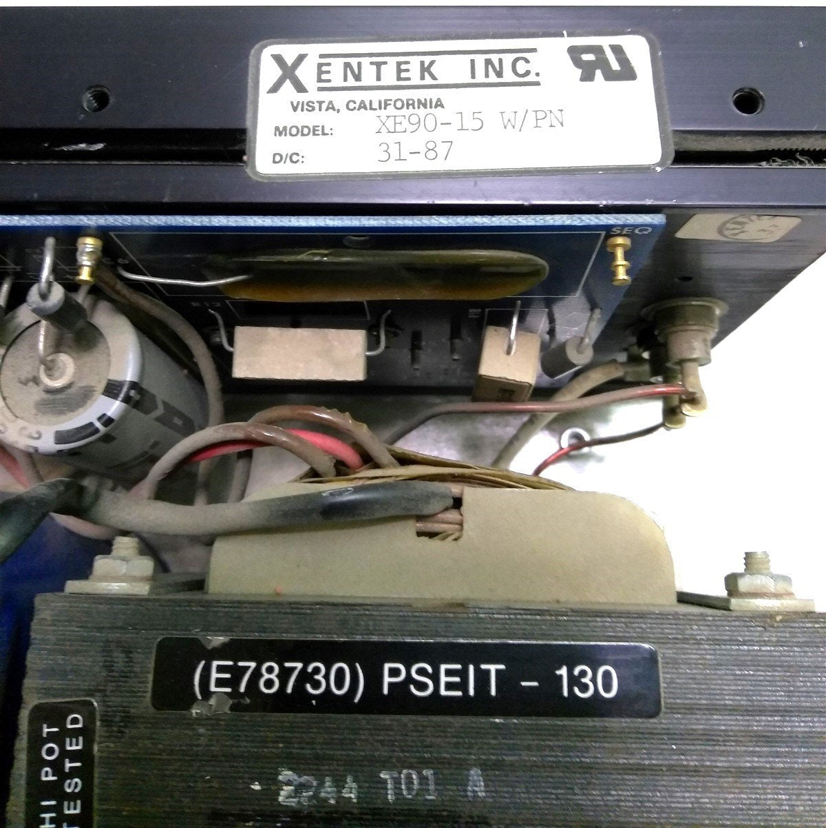 Used Xentek XE90-15 W/PN Power Supply Unit, Ouput: 15VDC , Input: 115/230VAC