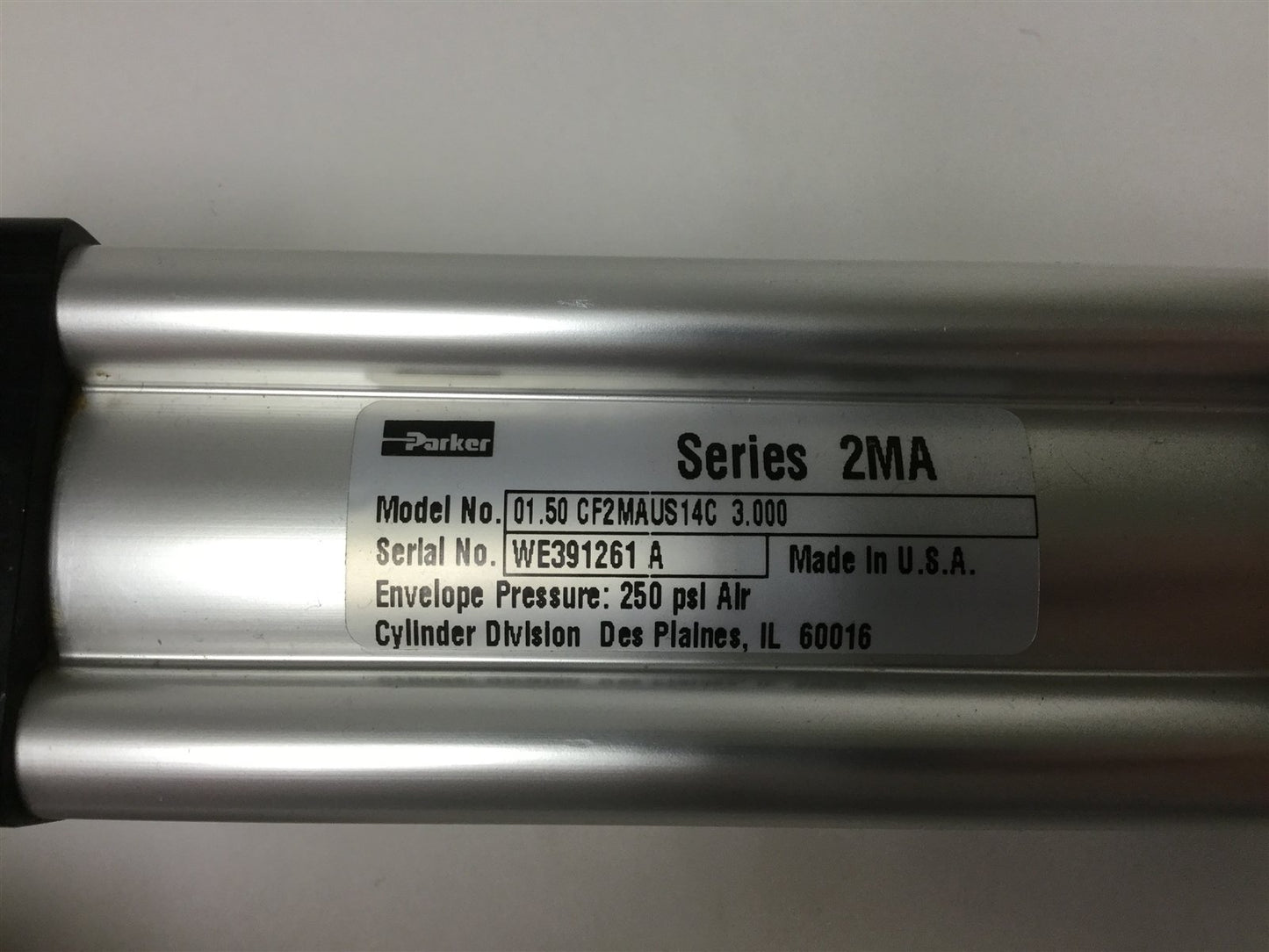 New – Open box Parker 01.50CF2MAU14C3.000 Pneumatic Cylinder, Stroke: 3", Bore: 1.5"