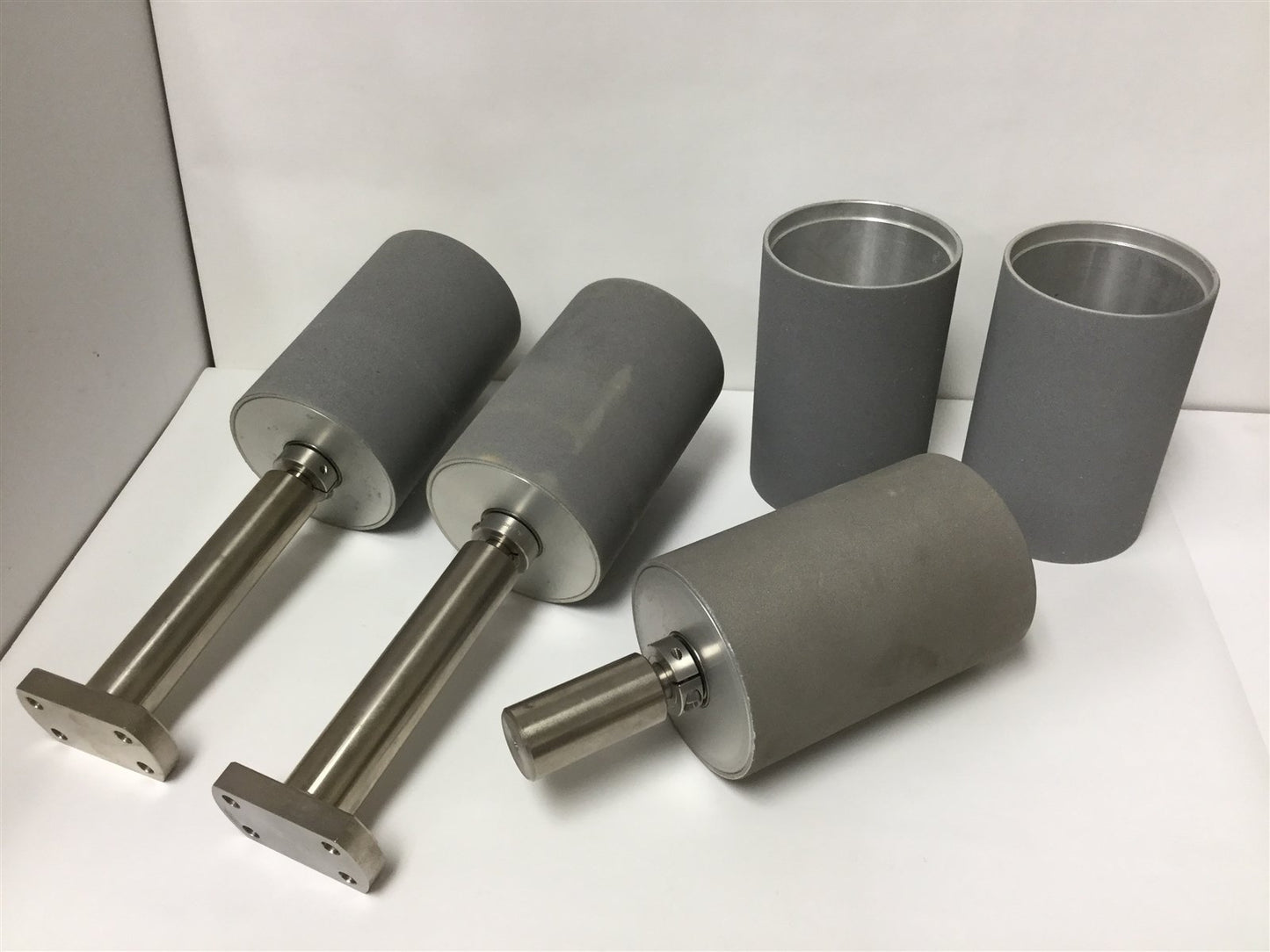 Used Lot of 3 Rollers With 2 Extra Roller Covers, Dimensions: 4" Diameter x 6" Long
