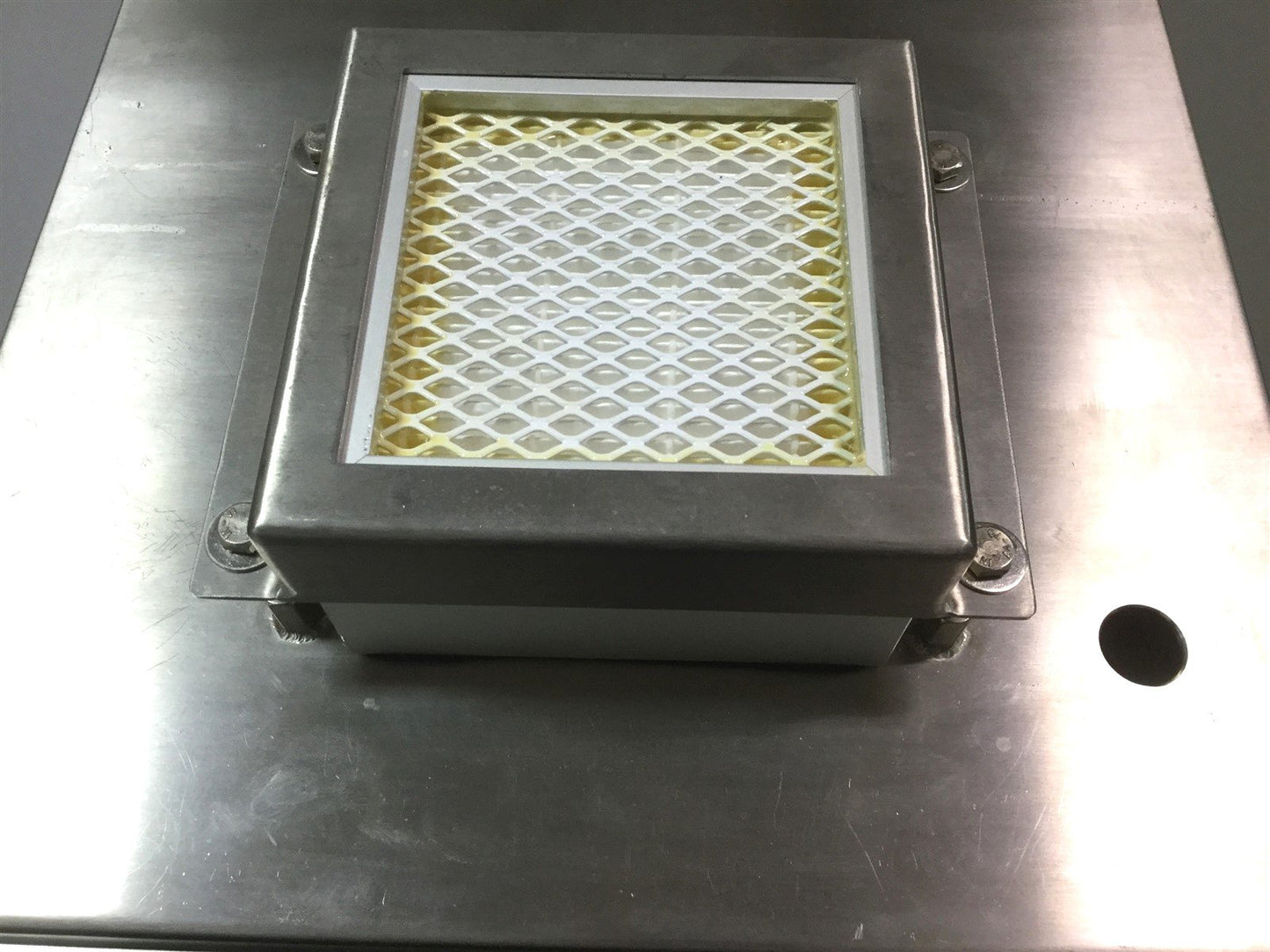 Used Stainless Steel Enclosure, 2 Windows, 15" x 19" x 13" Port: 1" NPT, 5.25" Filter