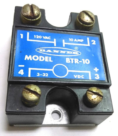 Used Banner BTR-10 Solid State Relay, 4 Screw Terminals, 120VAC 10A, 3-32 VDC
