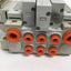 Used Lot of 3 SMC Solenoid Valves, 2x SV2100-5FU 2-Pos 5-Way, SV2300-5FU 3-Pos 5-Way