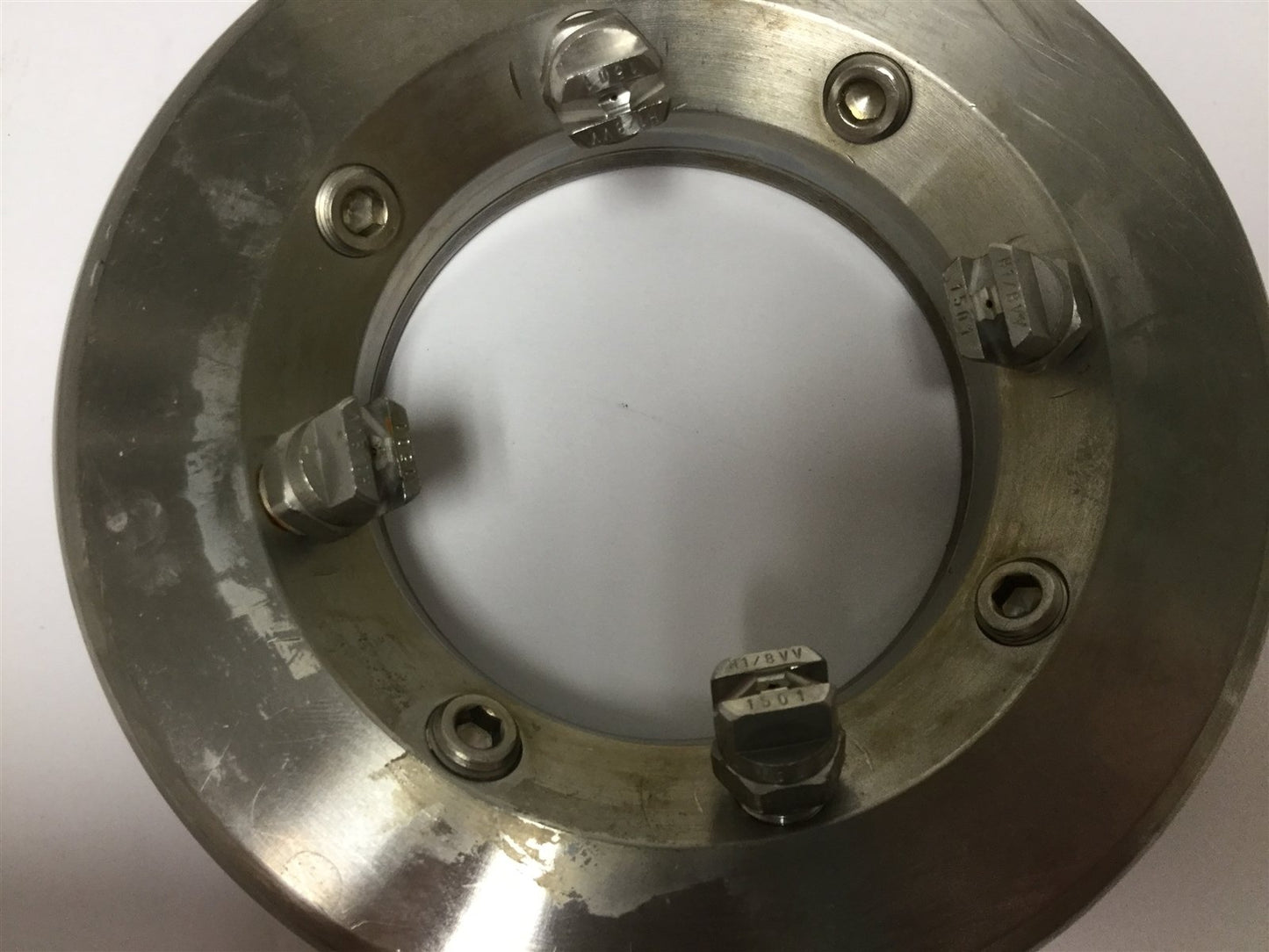 Used Air Wipe, Inside Diameter: 3", Input: 1/4" NPT, Outputs: 1/8" NPT W/ 4x Nozzles