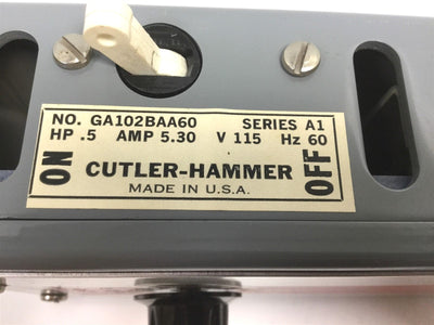 Used Cutler Hammer GA102BAA60 Ultraflex SF-2 Series A1 Motor Speed Controller HP: 0.5