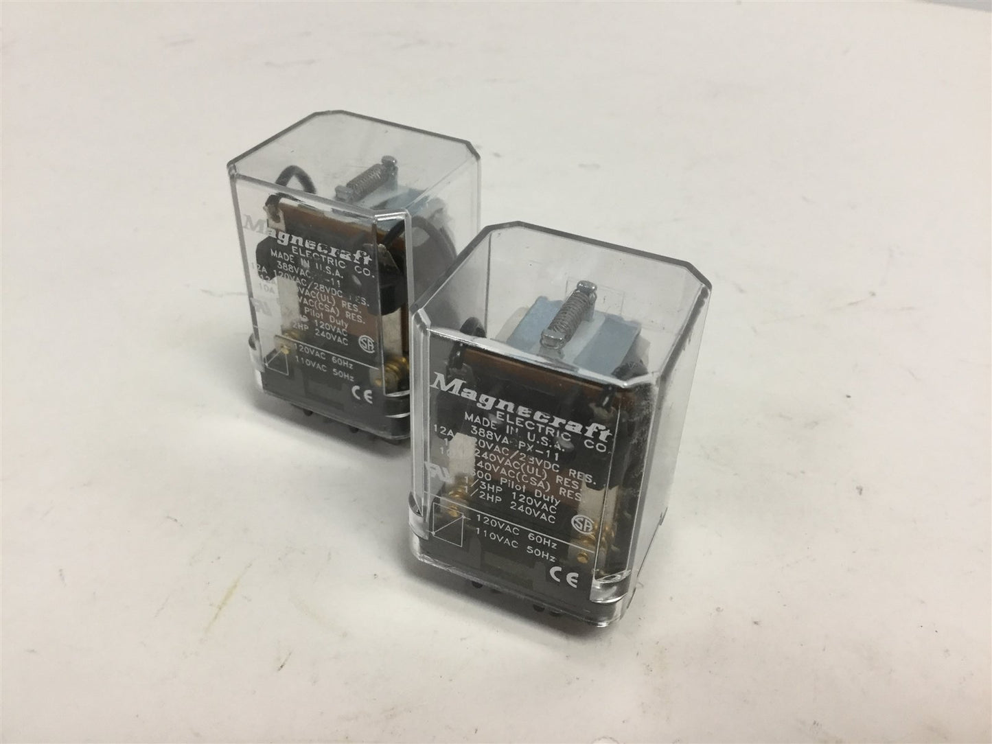 Used Lot of 2 Magnecraft Electric 388VACPX-11 Ice Cube Relays, 12A 120VAC/23VDC RES