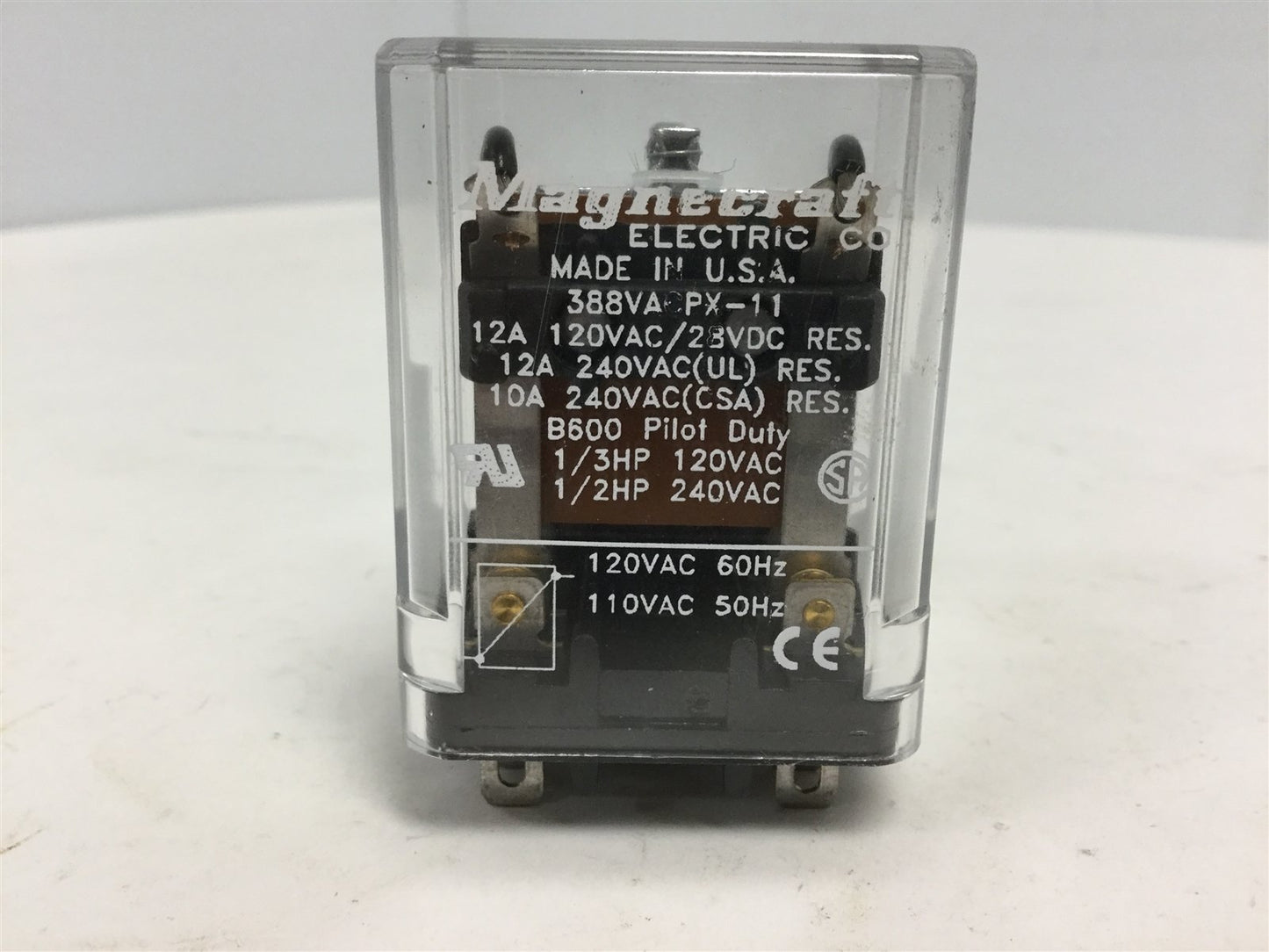 Used Lot of 2 Magnecraft Electric 388VACPX-11 Ice Cube Relays, 12A 120VAC/23VDC RES