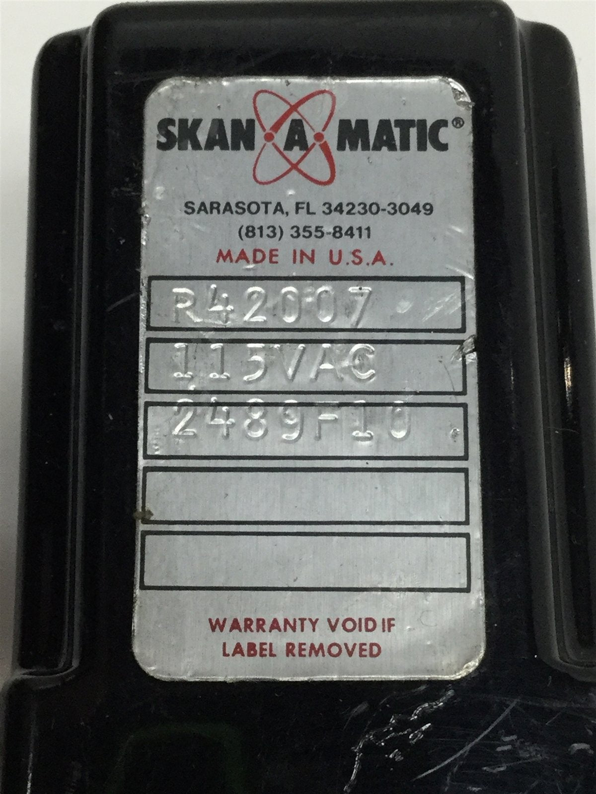 Used Skan-A-Matic R42007 LED Modulating Sensor Amplifier Relay Control Light Energize