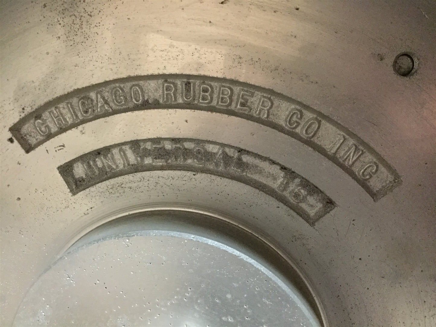 Used Rubber Roller, Dimensions: 8" Wide x 16" Diameter, Shaft Diameter: 1"