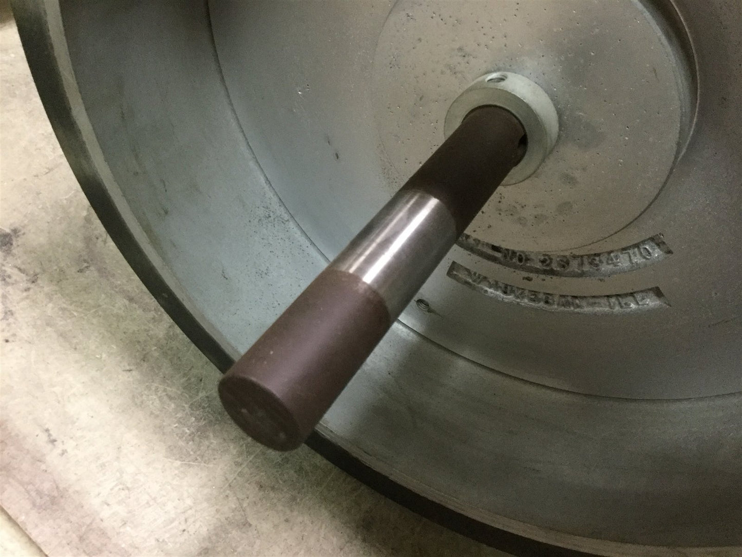 Used Rubber Roller, Dimensions: 8" Wide x 16" Diameter, Shaft Diameter: 1"