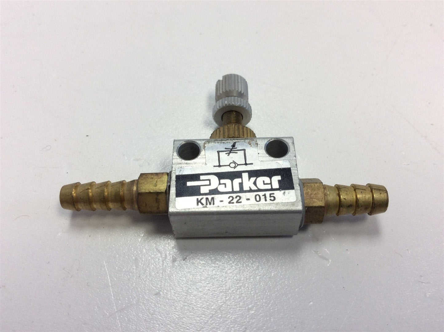 Used Lot of 6 Parker KM-22-015 Manual In-Line Flow Control Valves w/ Barbed Fittings