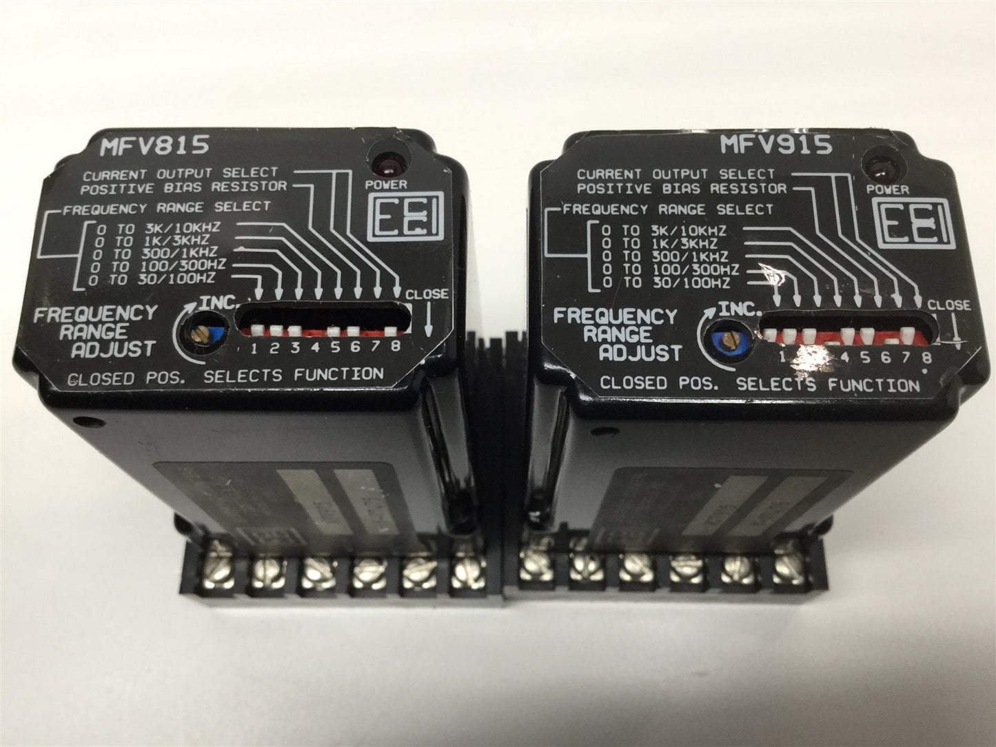Used Lot of ECCI MFV915 & MFV815 Converter Relays Current, 10VDC Output w/Base Socket