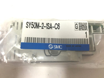 New Lot of 3 New SMC SY50M-2-1SA-C6 Manifold Blocks, For SY5000 Valves, 6mm Tube
