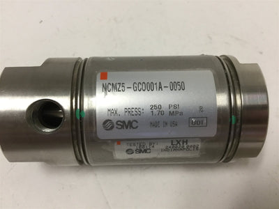 New SMC NCMZ5-GCO001A-0050 Pneumatic Cylinder, Stroke: 0.5", Pressure: 250psi