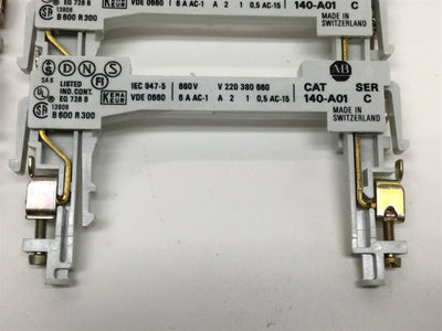 New – Open box Lot of 8 New Allen Bradley 140-A01 Series C Auxiliary Contacts 660V