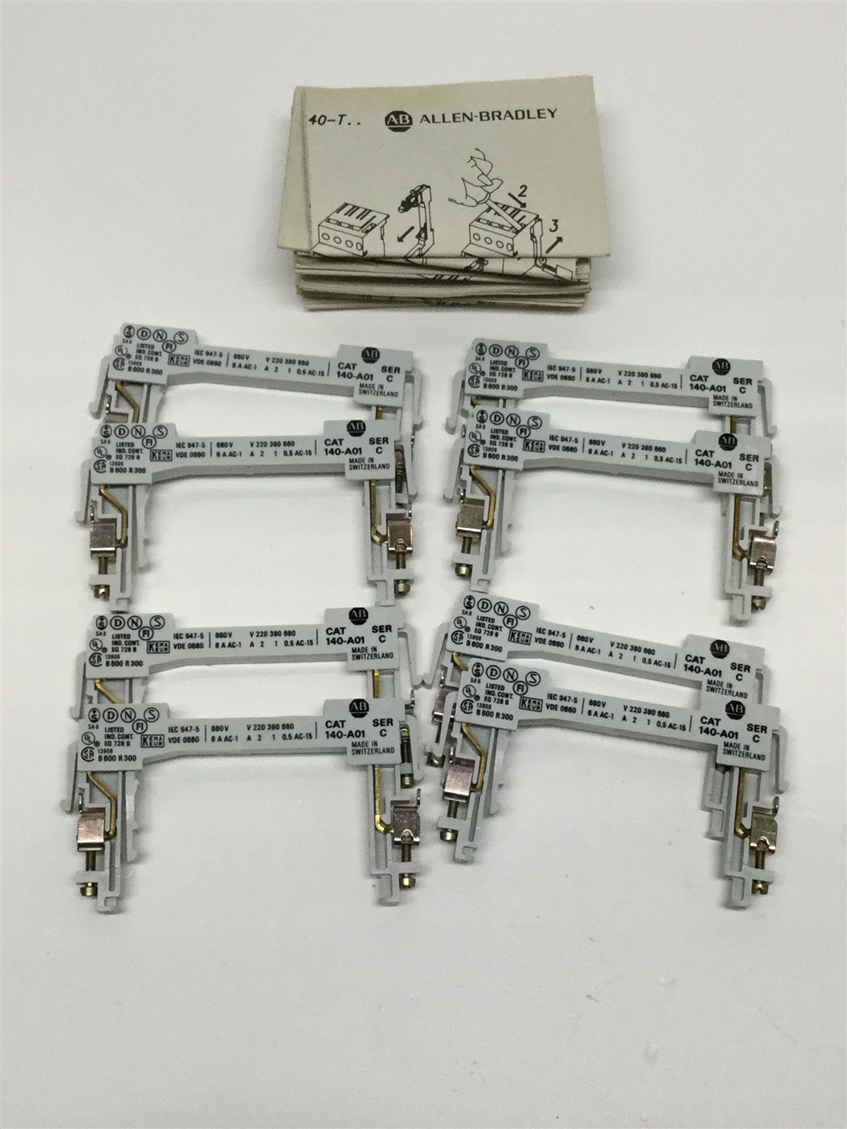 New – Open box Lot of 8 New Allen Bradley 140-A01 Series C Auxiliary Contacts 660V