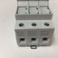Used ETI VLC10 3-Pole Fuse Holder, Rating: 3W 32A 690VAC, DIN Rail Mounting