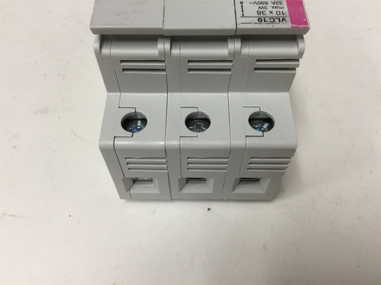 Used ETI VLC10 3-Pole Fuse Holder, Rating: 3W 32A 690VAC, DIN Rail Mounting