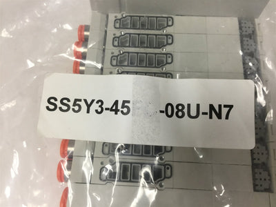 New SMC SS5Y3-45-08U-N7 Manifold for 8x SY3000 Series Solenoid Valves, DIN Rail