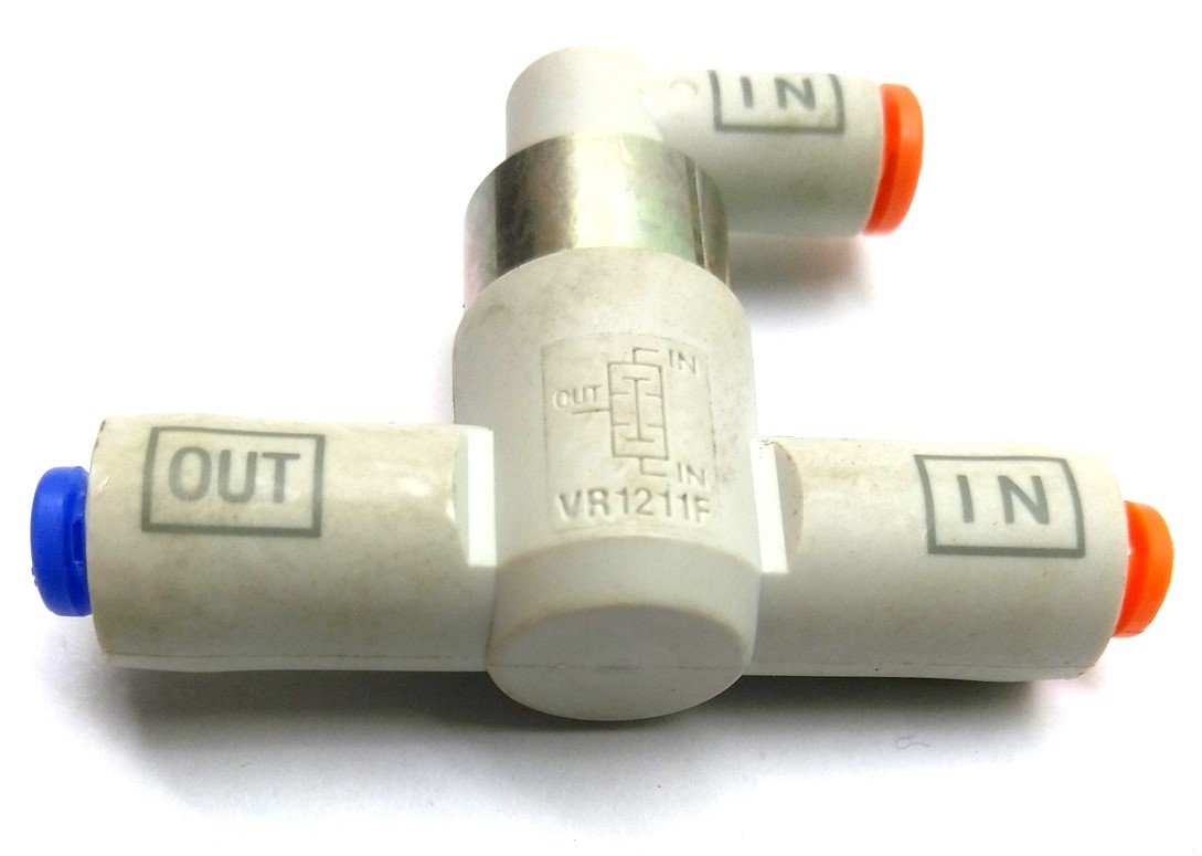 Used Lot of 2 SMC VR1211F-01 Relay Valve, One-Touch Fittings, 1/8" Hose, 145PSI
