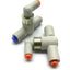 Used Lot of 2 SMC VR1211F-01 Relay Valve, One-Touch Fittings, 1/8" Hose, 145PSI