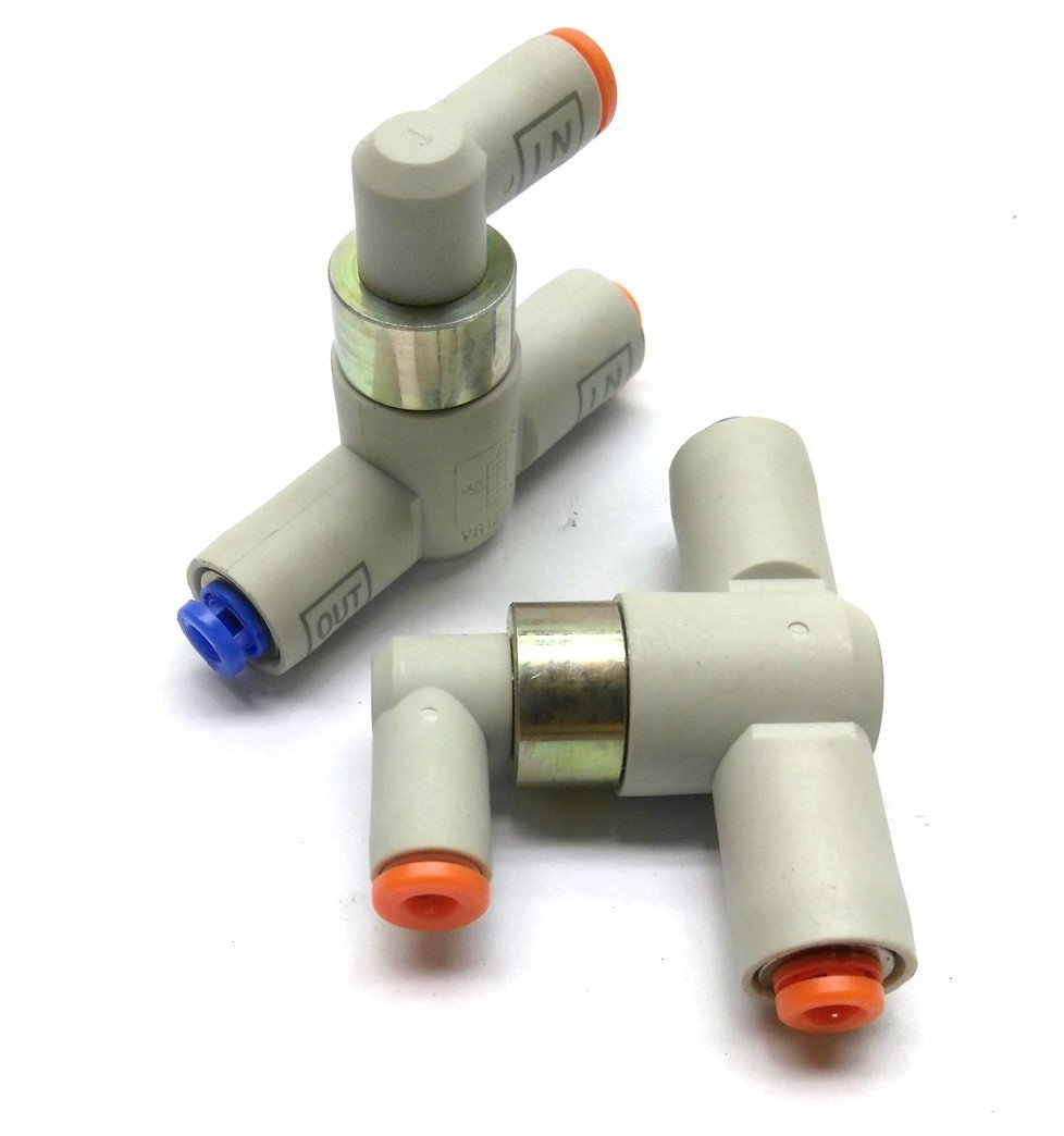Used Lot of 2 SMC VR1211F-01 Relay Valve, One-Touch Fittings, 1/8" Hose, 145PSI