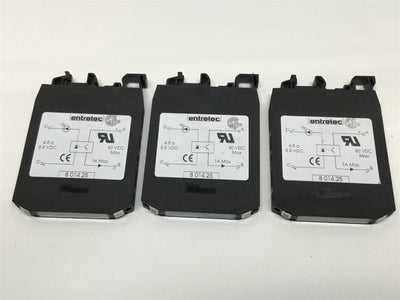 Used Lot of 3 Entrelec 8014.25 Optocoupler Modules 4.5-5.5VDC In 60VDC 1A Out