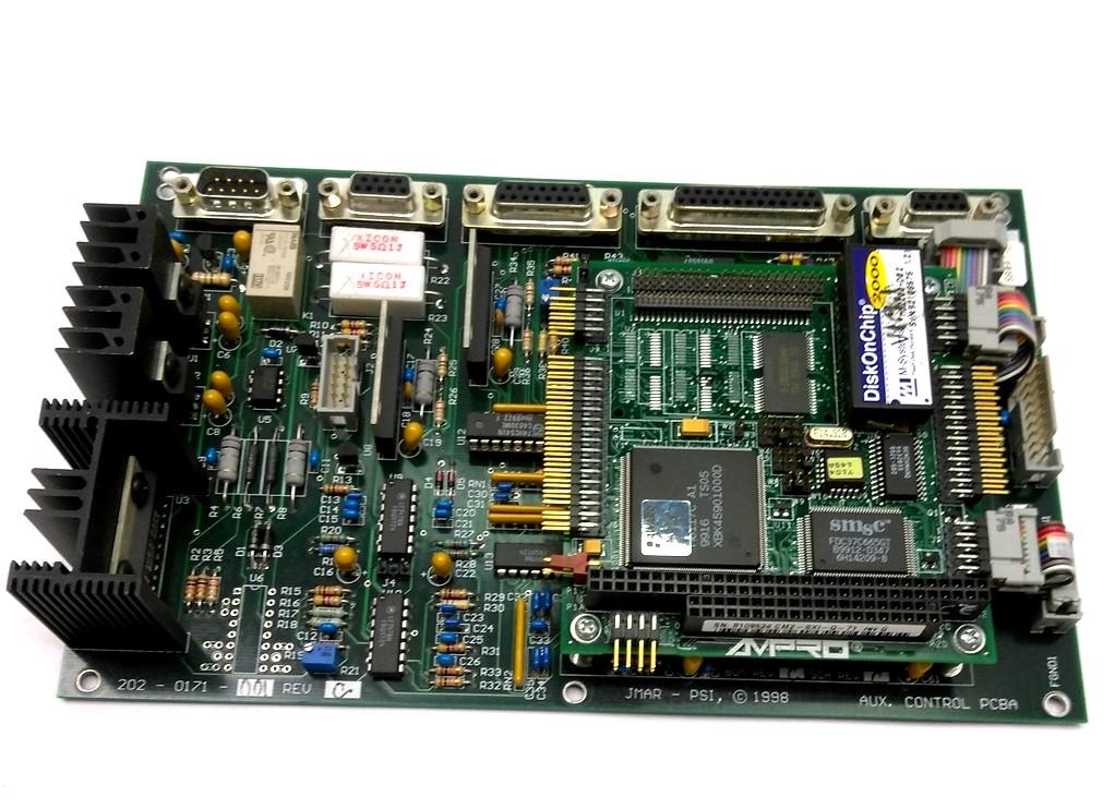 Used JMAR 202-0171-001 REV C Aux Control Board PCBA, 3x DB-9, DB-15, DB-25