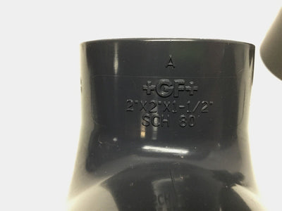 New – Open box Lot of 2 GF 801-251 PVC Reducer Tee Socket Pipe Fitting SCH80, 2" x 2" x 1-1/2"