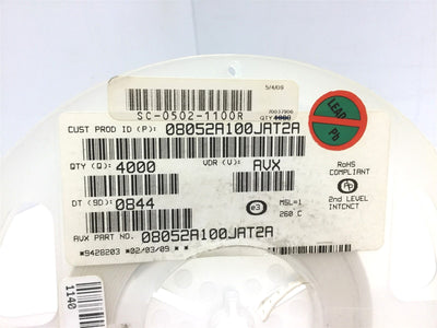 New Lot of 1000 New AVX Corporation 08052A100JAT2A Ceramic Capacitors, 10pF 200V