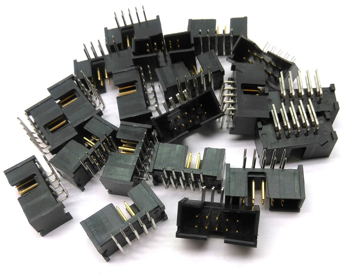 New Lot of 20 New AMP 103311-1 Right Angle 2 Row 10 Pin Header, .1" Gold Plated Pins