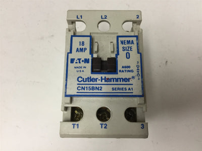 Used Cutler Hammer CN15BN2 Contactor, 2-Pole, Coil: 110/120VAC, Contact: 18A 600VAC