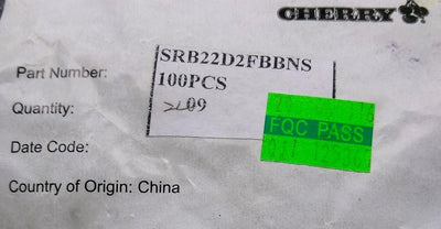 New Lot of 100 New Cherry SRB22D2FBBNS Membrane Rocker Switchs, On/Off, 125V 20A