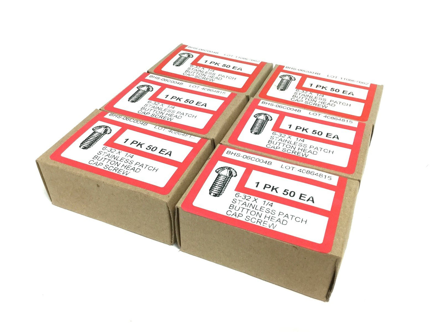 New Lot of 6 New BHS-06C004B 50 Pack Stainless Patch Button Head Cap Screw 6-32x1/4