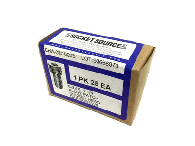 New Lot of 5 New SHA-08C020B 25 Pack Alloy Patch Socket Head Cap Screw 8-32x1-1/4