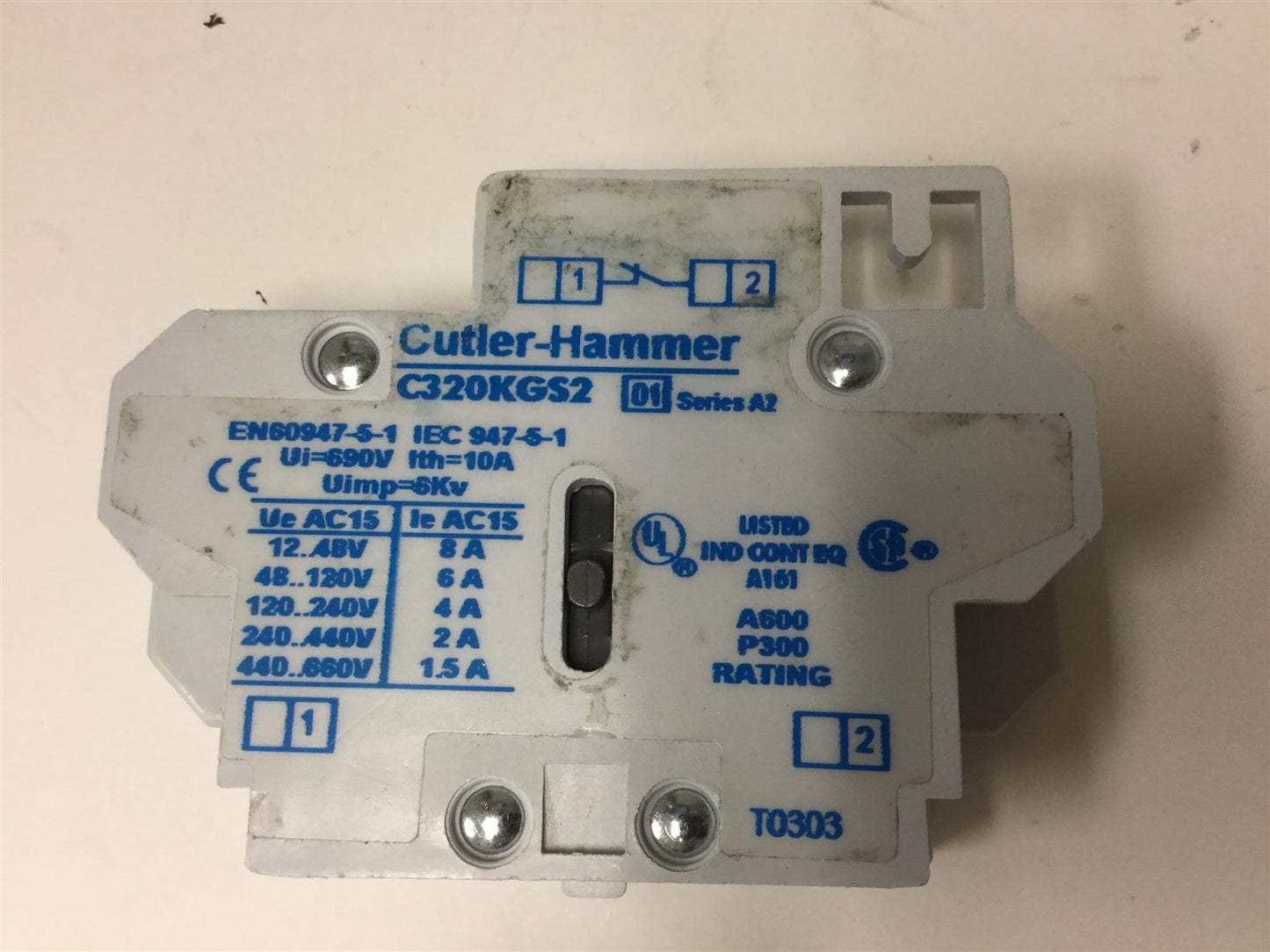 Used Lot of 2 Cutler Hammer C320KGS2 Auxiliary Contact Blocks, Normally Closed