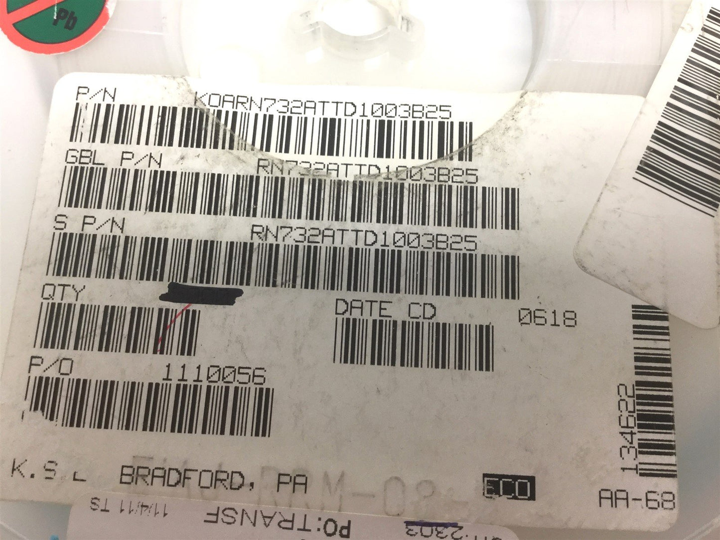 Used Lot of 900 KOA Speer RN732ATTD1003B25 Thin Film Resistors, 100k Ohm 0.1% 100mW