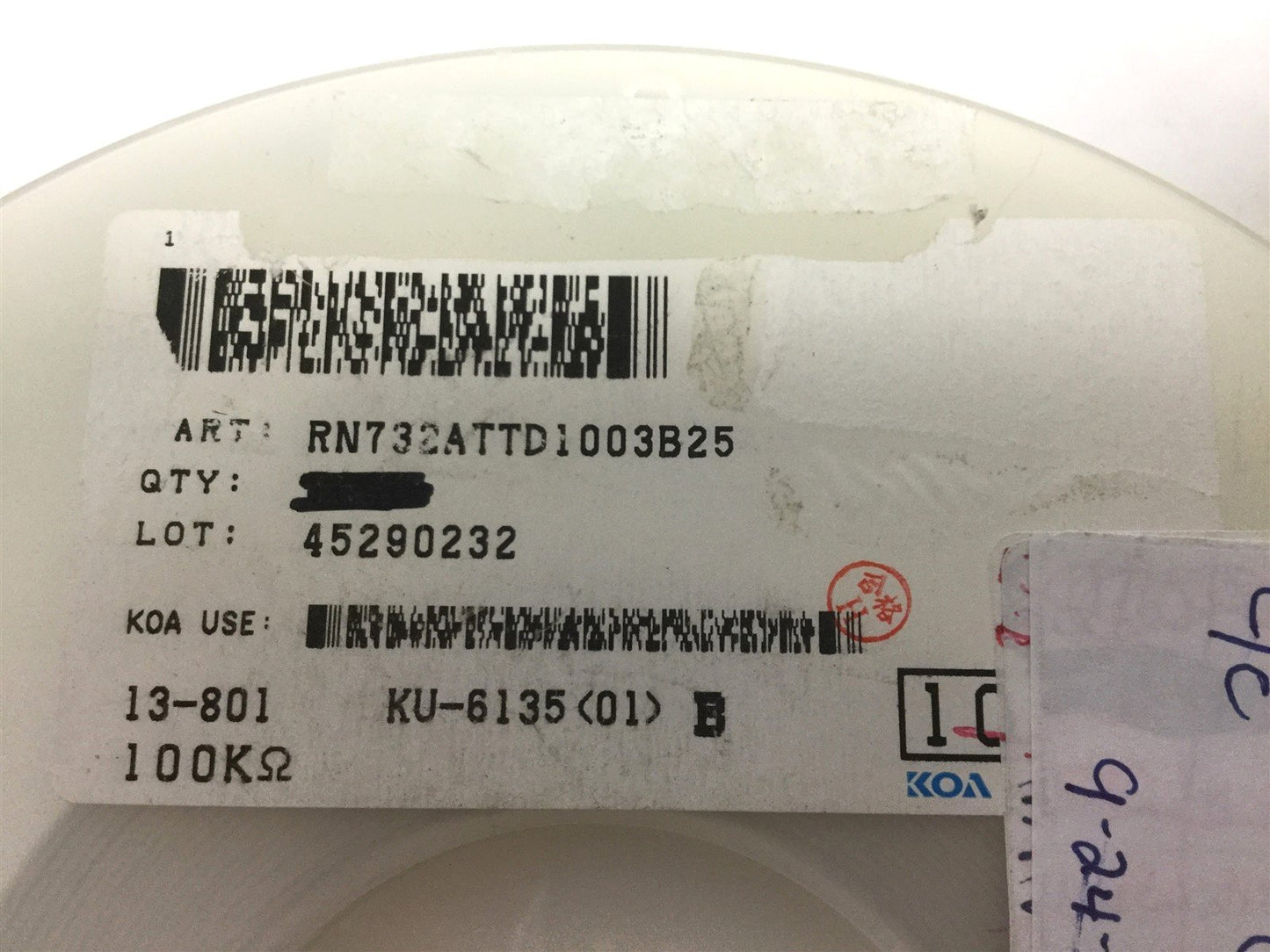 Used Lot of 900 KOA Speer RN732ATTD1003B25 Thin Film Resistors, 100k Ohm 0.1% 100mW