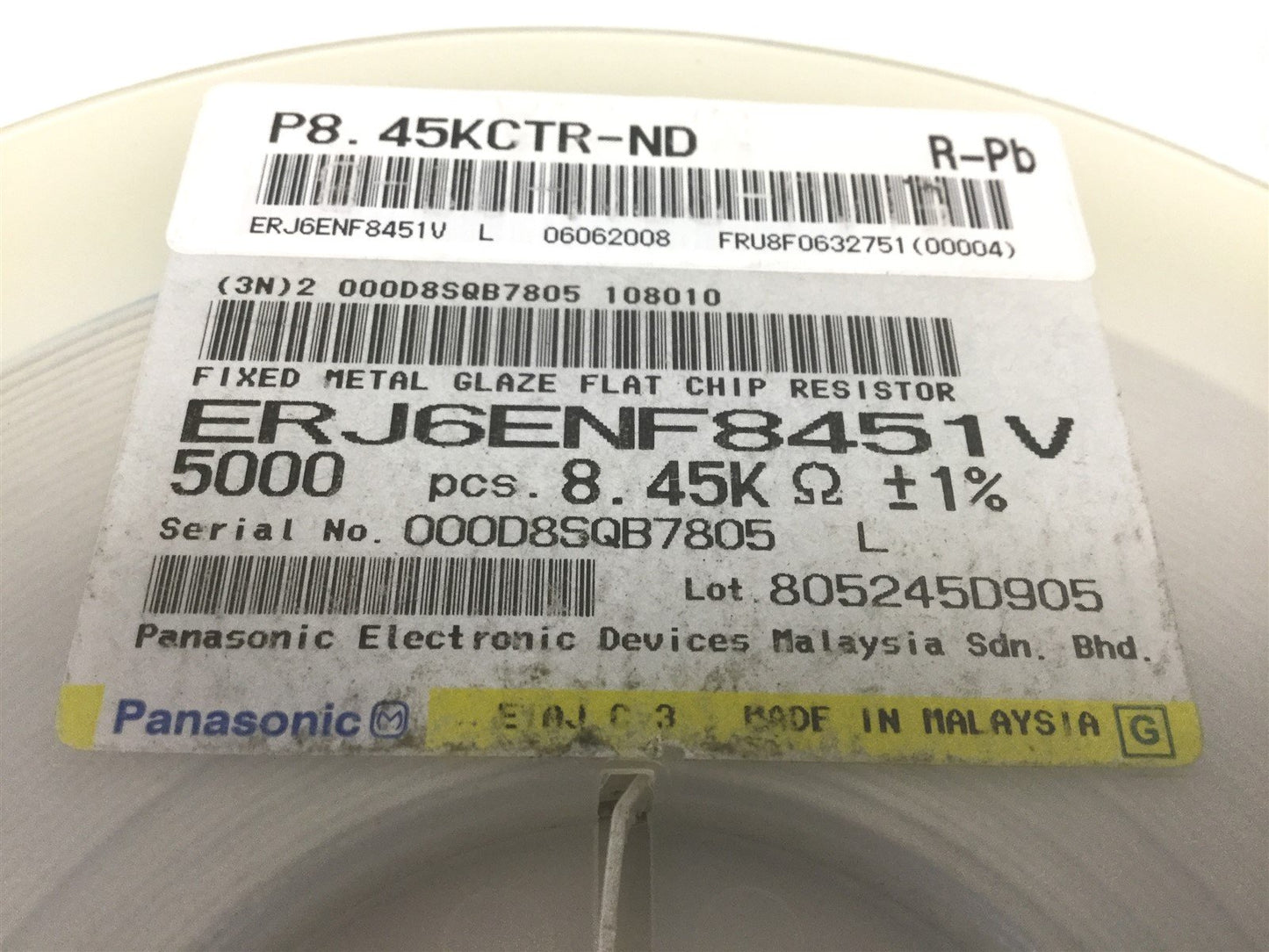 New Lot of 3400 New Panasonic ERJ6ENF8451V SMD Chip Thick Film Resistors, 8.45k Ohm