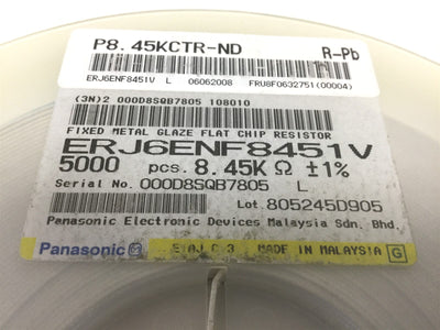 New Lot of 3400 New Panasonic ERJ6ENF8451V SMD Chip Thick Film Resistors, 8.45k Ohm
