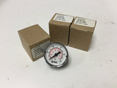 New Lot of 3 New SMC K40-KP0.7-N01MS Pressure Gauges, Range: 0-100psi (0-680kPa)