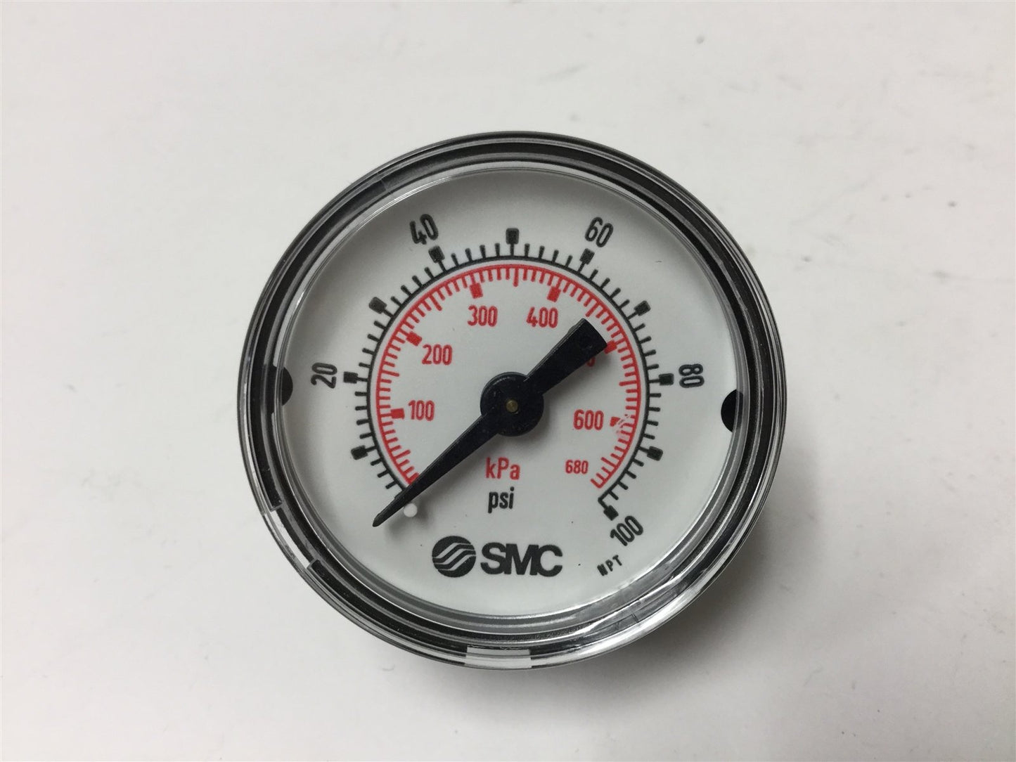 New Lot of 3 New SMC K40-KP0.7-N01MS Pressure Gauges, Range: 0-100psi (0-680kPa)