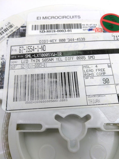 New Lot of 400 New Lumex SML-LXT0805YW-TR LED Yellow Diffused, 2.1V 10mcd 0805 SMD