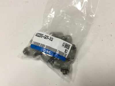 New Lot of 10 New SMC AS2200-G01-XG Speed Controls, Connection: G1/8", 1MPa Max