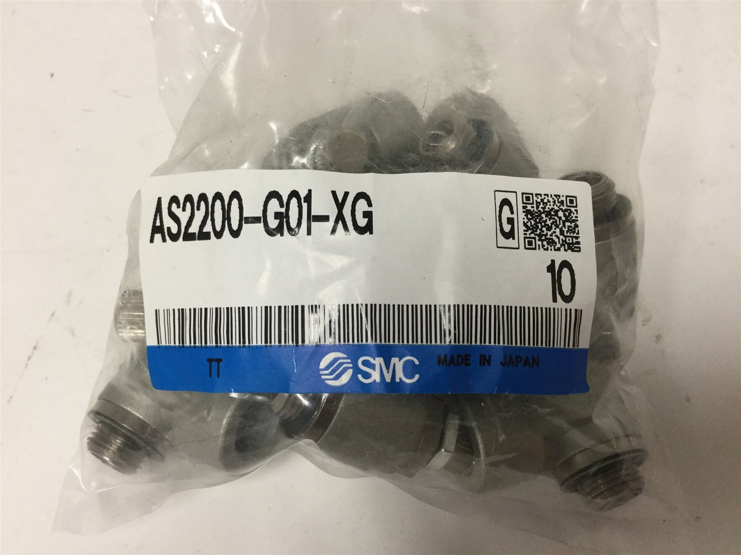 New Lot of 10 New SMC AS2200-G01-XG Speed Controls, Connection: G1/8", 1MPa Max