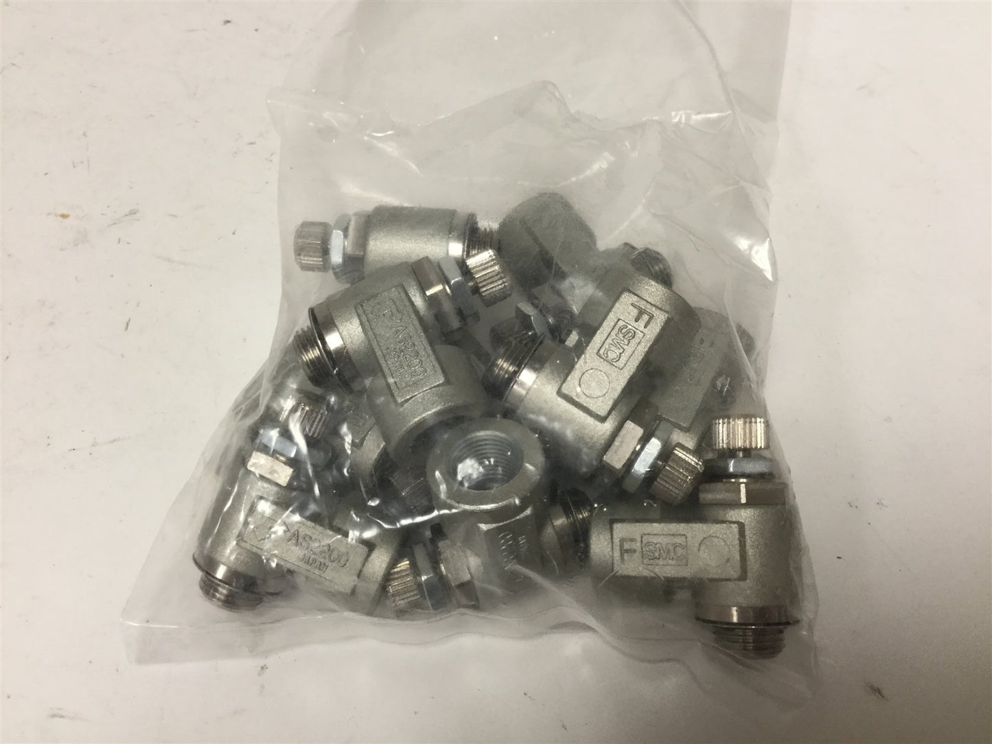 New Lot of 10 New SMC AS2200-G01-XG Speed Controls, Connection: G1/8", 1MPa Max