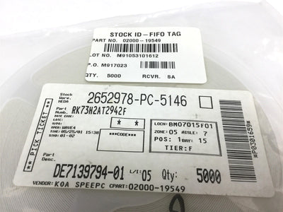 New Lot of 5000 New KOA Speer RK73H2AT2942F Thick Film Chip Resistor