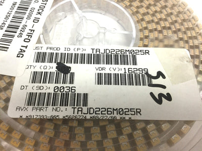 New Lot of 500 New AVX TAJD226M025R Tantalum Capacitors 33uF 20% Voltage: 25V
